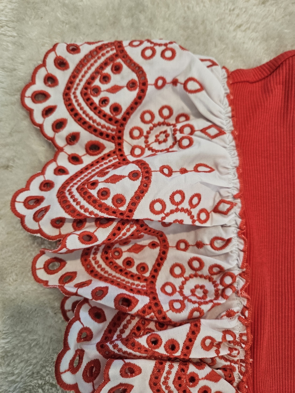NWT Industry Red Embroidered Top Size S Lace Preppy Girlhoodcore Feminine Summer - Picture 4 of 8